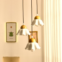 北歐日式原木三頭餐廳吊燈現代簡約創意飯廳吧臺民宿臥室床頭燈具