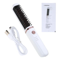 D0AB Cordless Hair Hot Air Brush Comb Salon Negative Ionic Straightener &amp; Curler