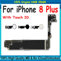 100% Original For iPhone 8 Plus motherboard With Touch ID Unlocked Logic boards For iPhone 8 Plus 8Plus Mainboard Full Chips