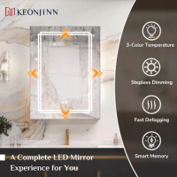 20x32 Inch LED Medicine Cabinet Mirror for Bathroom Adjustable Shelves Lighted Medicine Cabinet with LED Vanity Mirror