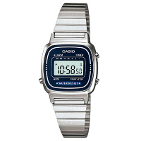 CASIO 經典復古風數位女腕錶(LA670WA-2)-深藍框/24.6mm / 考試錶