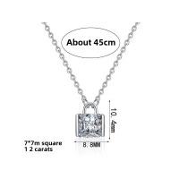 Kalung Loket Persegi Kecil MoisaLuxe Perak 925 Sterling Plata Untuk Wanita Rantai Kunci Hati Kalung 