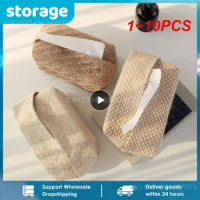 1~10PCS Japanese-Style Jute Tissue Case Napkin Holder for Living Room Table Tissue Boxes Container Home Car Papers Dispenser