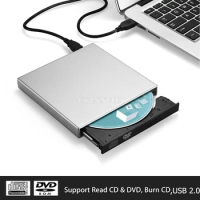 20Pcs/Lot USB External CD-RW Burner DVD/CD Reader Player with Two USB Cables for Windows Mac OS Laptop Computer