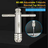 Cờ lê bánh cóc Có Thể Điều Chỉnh Tay cầm chữ T, M3-M8, để khai thác, khai thác ngược về phía trước,