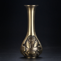 思友 純銅花瓶現代中式家居客廳裝飾品全銅花器工藝品擺件擺設