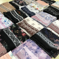 New Cotton Voile Printed Bawal Hijab Malaysia Muslim Cotton Voile digital printing Hijab square Scarf For Women 110*110