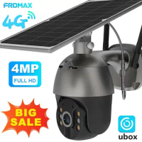 2K 4MP Solar IP Camera 8W Power Rechargeable Battery Video Surveillance Wireless PTZ Camera WiFi Alarm Color Night Vision Ubox