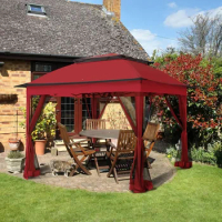 Garden Gazebo Stake &amp; Rope Canopy Pop-Up Instant Gazebo Tent With 4 Sidewall Outdoor Canopy Shelters With Tote Bag Tent Shelter