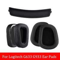 10pcs Headphone Earpads Covers For Logitech G633 G933 G633S G933S Headphone Cushion Pad Replacement Ear Pads Head Beam