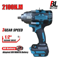 2100N.M Brushless Cordless Electric Impact Wrench Rechargeable 1/2" Power Tools Compatible Makita 18V Battery