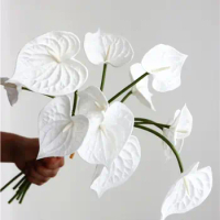 4pcs Handmade Anthurium Bouquet Flower Arrangement Real Touch Flexible Artificial Bouquet Photography Props