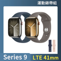 運動錶帶組 Apple Apple Watch S9 LTE 41mm(不鏽鋼錶殼搭配運動型錶帶)
