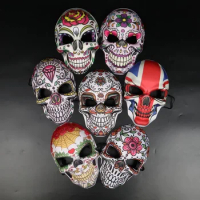 2023 Masks Mexican Day of The Dead Skull Mask Cosplay Halloween Skeletons Print Masks Dress Up Purim Party Costume Prop