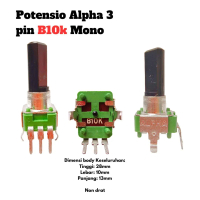 Potensio Balance Alpha 3 pin B10k Mono Kaki 3 Tekuk Segi Hijau 103 Tangkai Sedang