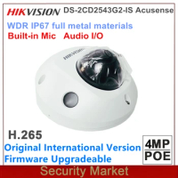 Original Hikvision DS-2CD2543G2-IS 4Mp Audio I/O 4MP H265 POE IR Surveillance CCTV IP WDR IR Mini Dome Network Camera
