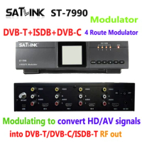 Digital RF Modulator Satlink ST-7990 4 Route DVB-T Modulator To Convert HD/AV Signals Into DVB-T/DVB-C/ISDB-T RF Out WS-7990