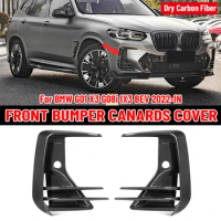 Dry Carbon Fiber Front Bumper Fog Light Canards Cover Air Vent Cover Trim Outlet Intake Frame For BMW G01 X3 G08i IX3 BEV 2022-