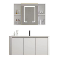 Stainless Steel Bathroom Cabinet With Mirror Sink Toilet Cabinet Waterproof Alumimum Bathroom Cabinet Bathroom Washbasin Cabinet Combination Integrated Ceramic Basin Cabinet Mirror Cab EC2096