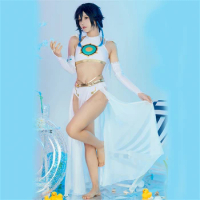 AGCOS Game Genshin Impact Barbatos Venti Doujin Swimwear Cosplay Costume Venti Swimsuits Woman Summer Sexy Bikini