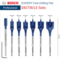 Bosch Accessories Triple Point Woodworking Flat Drill 10-32mm Drawer Cabinet Lock Hole Opener Wood Fraise Drill Bit Set 152mm