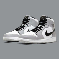 【NIKE 耐吉】休閒鞋 Air Jordan 1 Mid Light Grey 灰白 灰白 男款 554724-092(休閒鞋)