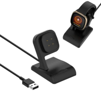 Desktop Dock Charger Power Adapter Holder for Fitbit Versa 4/3 Sense 2 Smart Watch Versa4 Versa3 Sense2 USB Charging Cable Stand