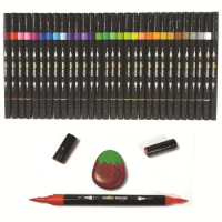 30 Colors Acrylic Paint Pens, Dual Tip Pens With Fine Tip and Brush Tip for Rock Painting, Ceramic, Wood, Plastic, Calligraphy