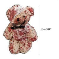 Cool Punk Bloody Plush Bear Keychain Halloween Injured Animal Bear Doll Key Ring