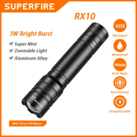 SUPERFIRE S3/RX10 3W Mini LED Flashlights Camping Torch 5 Lighting Modes Aluminum Alloy Zoomable Lig