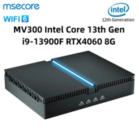 New Msecore MV300 Intel Core 13th Gen i9-13900F RTX4060 8G Graphic Card Mini PC Gamer Desktop Computer Windows 11 WiFi6E BT5.3
