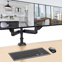 Single/Dual Monitor Desk Mount Adjustable Height and Angle Monitor Stand Stand Desk Clamp for 17 To 32 Inch Computer Screens