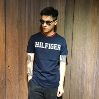 美國百分百【全新真品】Tommy Hilfiger T恤 TH 男款 Logo 短袖 T-Shirt 深藍 AN36