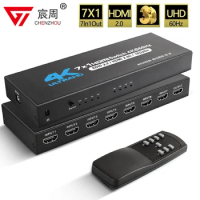 7 Port HDMI Switch version2.0 4K@60Hz HDMI 2.0 7x1 Switch Switcher Audio Video Converter 7 in 1 out Support HDR &amp; HDCP 2.2