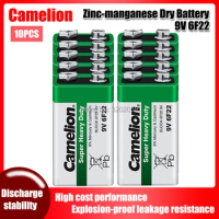 10pcs Camelion 6F22 PPP3 6LR61 9V Lithium Battery Super Heavy Duty Dry High-discharge High Current Batteries for Radio Alarm Toy