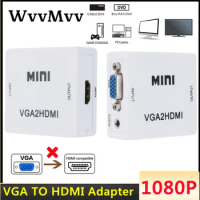 Mini VGA to HDMI-compatible Converter VGA2HDMI Video Box Audio Adapter 1080P For Notebook PC HDTV Projector TV Portable