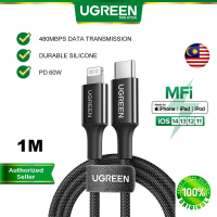 UGREEN Cáp Lightning PD 60W Chứng nhận MFi USB C sang iPhone Sạc nhanh Truyền dữ liệu 480 Mbps cho i