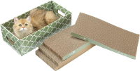 Cat Scratcher Cardboard Scratching Pads Scratch Lounge Bed with Catnip 3PCS Reversible Corrugated Ca