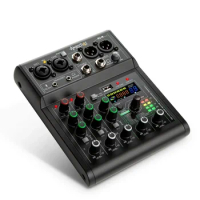 Manchez G4 Mini 4 Channel Sound Card Mixer USB Console DJ Karaoke Smartphone Professional Computer Recording 48V