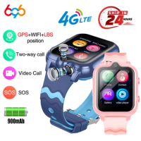 2024 New Smart Watches 4G Kids GPS AGPS LBS SOS Music Playback Dual Camera Smartwatch Waterproof 900mAh Boy Girl Children Gift
