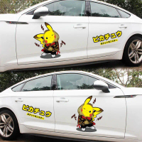 Ốp dán xe Pikachu hoạt hình dễ thương, dán thân xe, dán cửa xe hoa kéo hai mặt sáng tạo cá tính