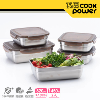 【CookPower 鍋寶】316不鏽鋼保鮮盒美味5入組(EO-BVS1451Z20802Z3)