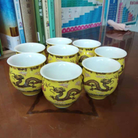 陶瓷雙層杯子茶杯酒杯6個8個茶具套裝家用大容量水杯