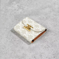Celine Dompet CELINE GHW TRIOMPHE MONOGRAM BEIGE FLAP TRIFOLD WALLET 100% ORIGINAL