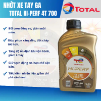 Total Nhớt Xe Tay Ga Total Quartz Scooter 10W-40 Hi-Perf 4T 700 Dầu Nhớt Chính Hãng Tăng Độ Ổn Định 