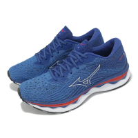 【MIZUNO 美津濃】慢跑鞋 Wave Sky 6 男鞋 深藍 白 緩衝 回彈 運動鞋 美津濃(J1GC2202-06)