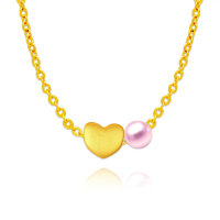 【TLH】5選1心願交織珍珠 鎖骨項鍊 約重0.03錢±1厘 (黃金 純金999)-A.甜蜜而溫柔-粉紅色