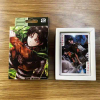 54Pcs Cards Anime Attack On Titan Poker Card Toy Levi Ackerman Cosplay Board Game Cards Hardcover Collection Box