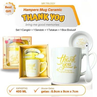 1 Set Gelas Mug THANK YOU Isi 1 Kado Gelas Cangkir Keramik Aesthetic Tahan Panas Gelas Keramik Souve