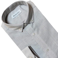 【MURANO】紳士條紋長袖襯衫-灰 15~16.5(台灣製、現貨、長袖、條紋)